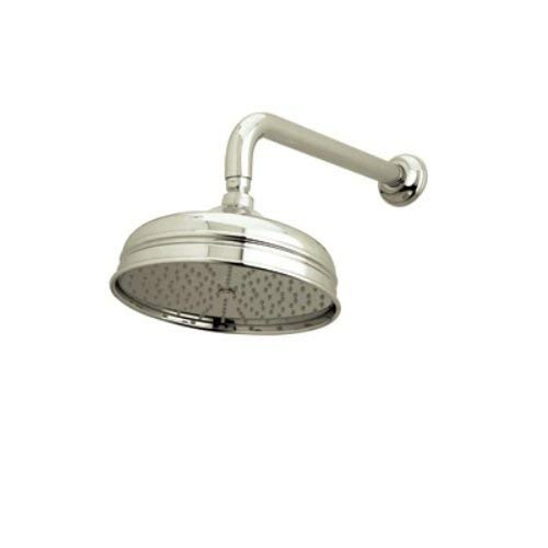 Rohl 1037/8STN 8-Inch Diameter Bordano Shower Rose Showerhead with Easy Clean Anti-Cal Spray Pattern Swivel and Flow Restrictor, Satin Nickel