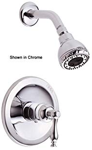 Sheridan Single Lever Handle Shower Trim in Satin Nickel with Brass Accent