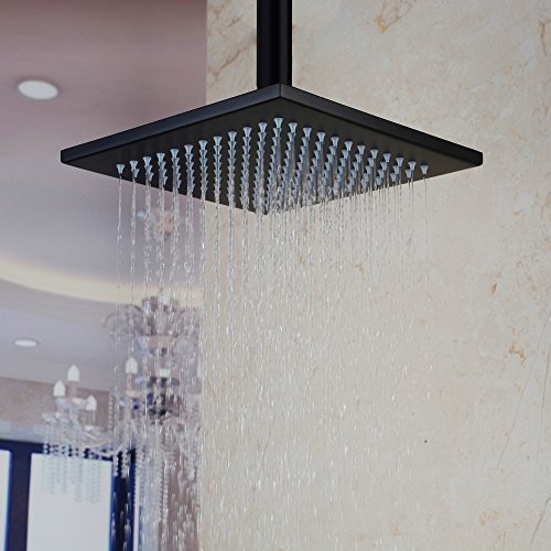 Hiendure® Ceiling Mount Stainless Steel Square Rainfall Shower Head 8 Inch, Oil Rubbed Bronze