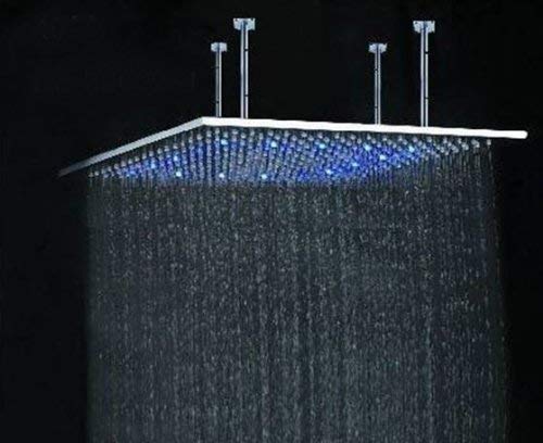 Faucetland 024002212 40 Inch Wall Mount Square Rainfall Showerhead with Build-in LED Light, stainless steel