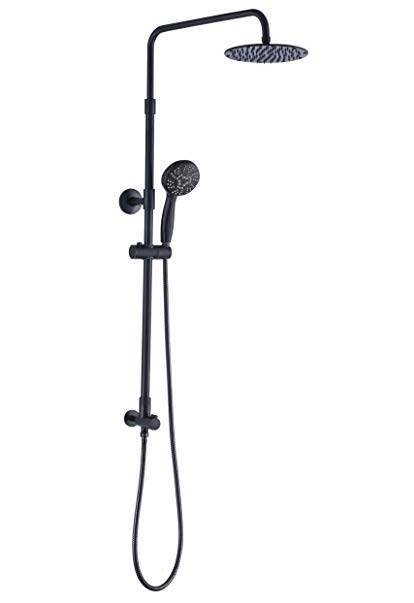 Aurea Retrofit Rain Shower System, Adjustable Height Shower Head 8 inch combo with 3-setting Handheld Shower and Slide Bar (Oil Rubbed Bronze)