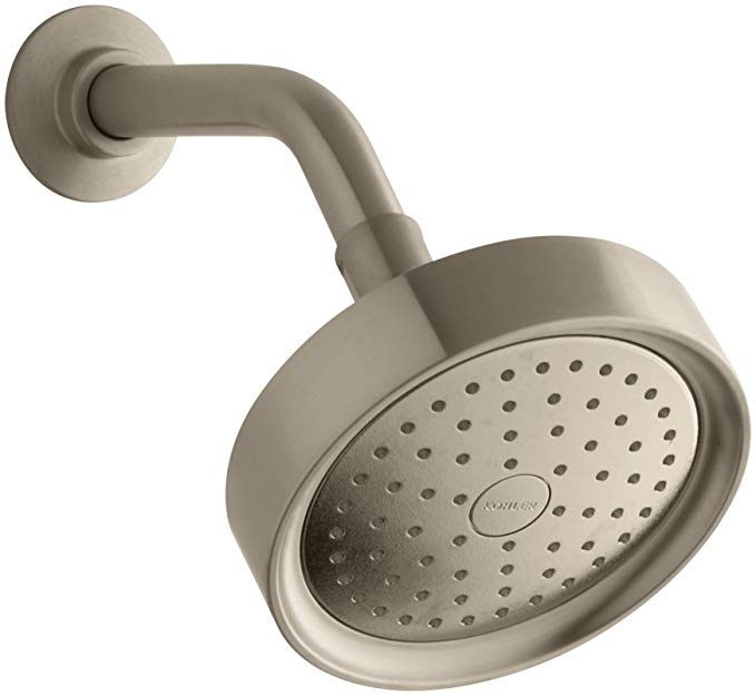 KOHLER 965-AK-BV Purist 2.5 GPM Single-Function Wall-Mount Showerhead with Katalyst Spray, Vibrant Brushed Bronze