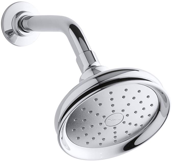 KOHLER 45412-CP Fairfax Single Function Wall Mount Showerhead with Katalyst Air Induction Spray, 2.0 GPM, Polished Chrome