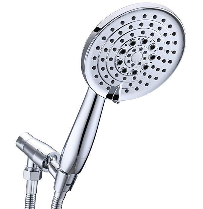 High Pressure Large Flow Wide Face Shower Heads with Handheld Spray, Hand Held Shower Head with Extra Long Steel Hose, Detachable Handheld Shower Head with Adjustable Metal Mount