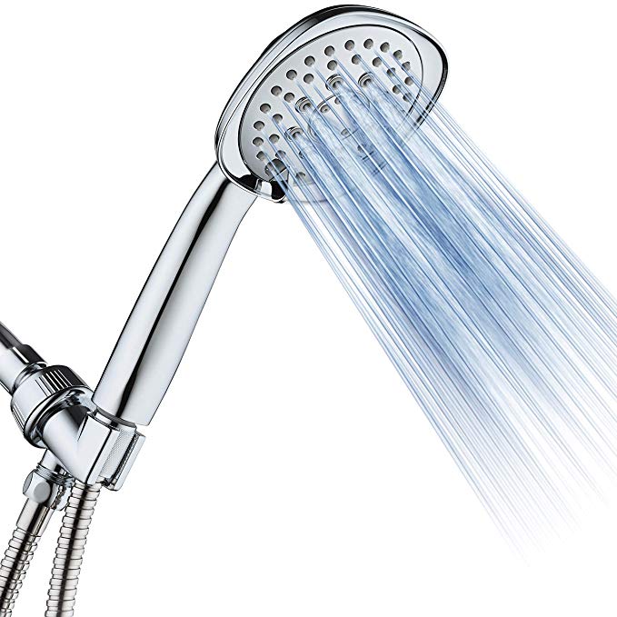 Luxury Square 6-setting High-Pressure Hand Shower. Extra-Long 72