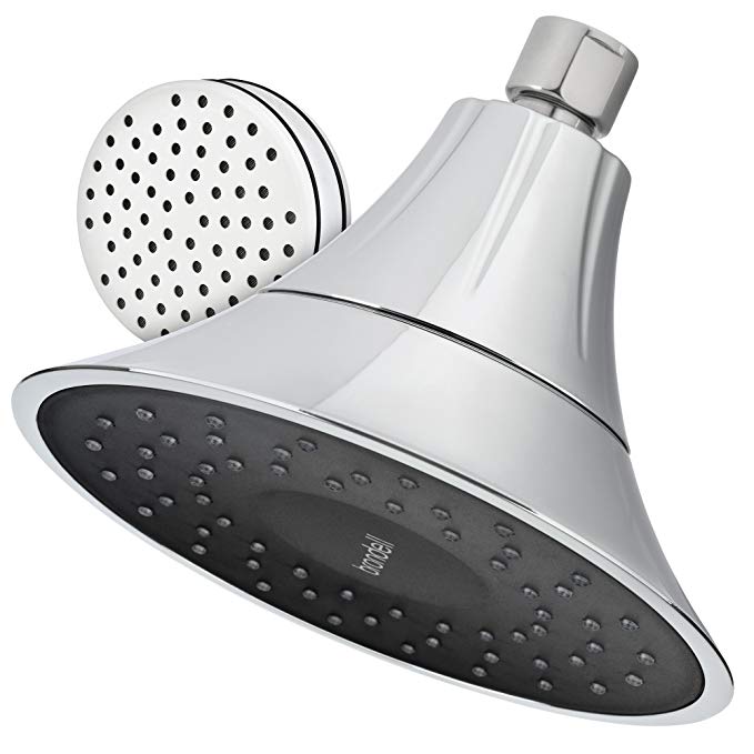 VivaSpring Filtered Shower Head FSH25-CB in Chrome Finish with Obsidian face and Wide Rain Spray | for softer skin and hair | 6 month filter FF-15 | Certified Filtration