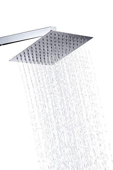 BWE 8'' Stainless Steel Shower Head Rain Style Showerhead Elegantly Designed,8-inch Diameter, Ultra Thin, teflon tape Brushed Nickel