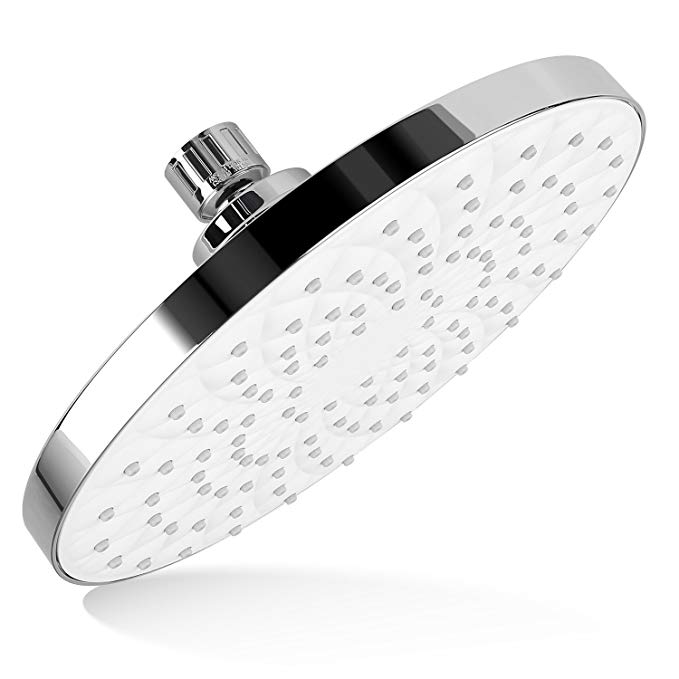 HOMFA Rain Shower Head 8 Inch, High Flow Rainfall Massage Rainshower Head for For Best Relaxation and Spa, Adjustable Metal Swivel Ball Joint, Saving 50% Water, Polished Chrome