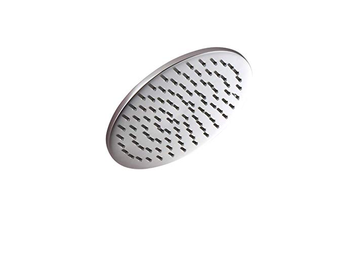 100% ALL METAL 8 Inch Rain Shower Head with 2.5 GPM High Pressure Rainfall Spray | Large Round Rainshower Showerhead for Wall Mount, Overhead Raincan or Ceiling Mount Waterfall | Brushed Nickel