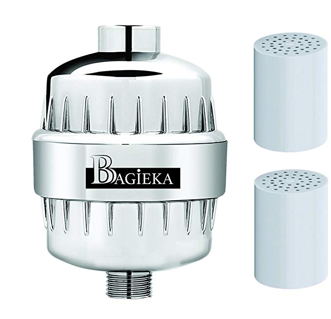 Bagieka Aqua 15 Stage Shower Filter, Vitamin C + 2 Multi-Stage Shower Filters. Improves the Condition of Your Skin, Nails & Hair. Reduces the Risk of Asthma, Cancer and Other Health Issues