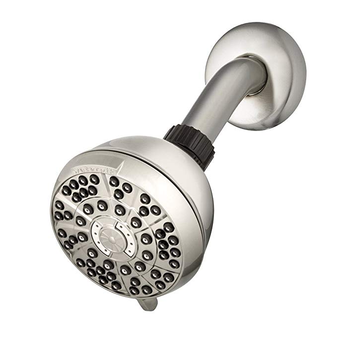 Waterpik XAS-619T PowerPulse Massage 6-Mode Fixed Mount Shower Head, 2.0 GPM, Brushed Nickel