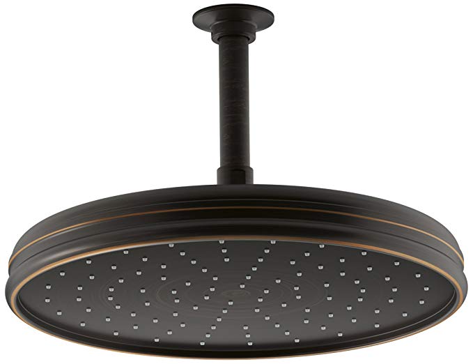 Kohler K-13694-2BZ 12-Inch Traditional Round Rain Showerhead with Katalyst Spray Technology, Oil Rubbed Bronze