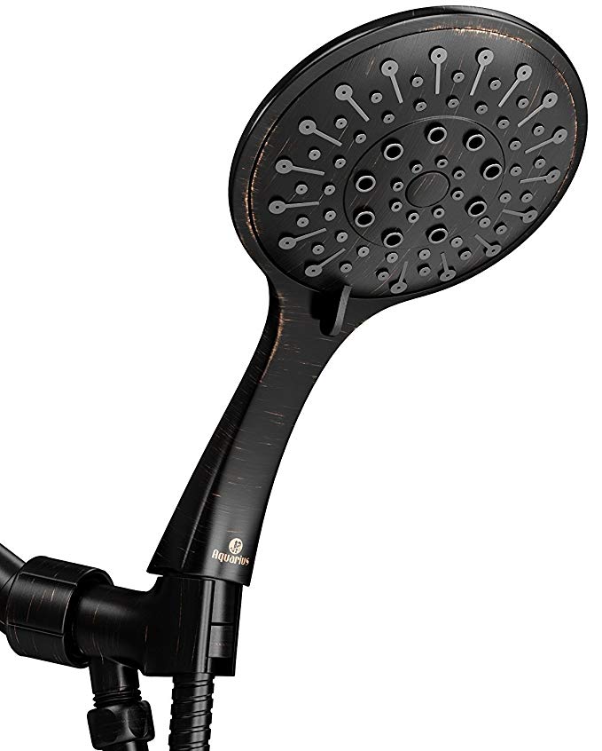 Aquarius Handheld Shower Head With Hose (Extra Long) Luxury Spa Grade High Pressure Hand Held Showerhead With 6 Spray Settings – Includes Adjustable Mount Holder & Teflon Tape - oil rubbed bronze