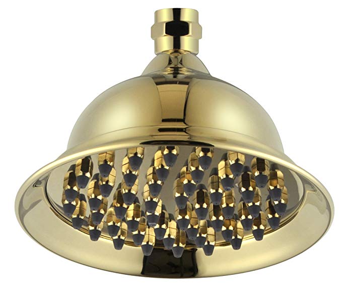 Homedec Antique, Classical, Vintage Style Rainfall Shower Head, Round Shape Top Spray Rain Shower Head (8 inch in Diameter, gold)