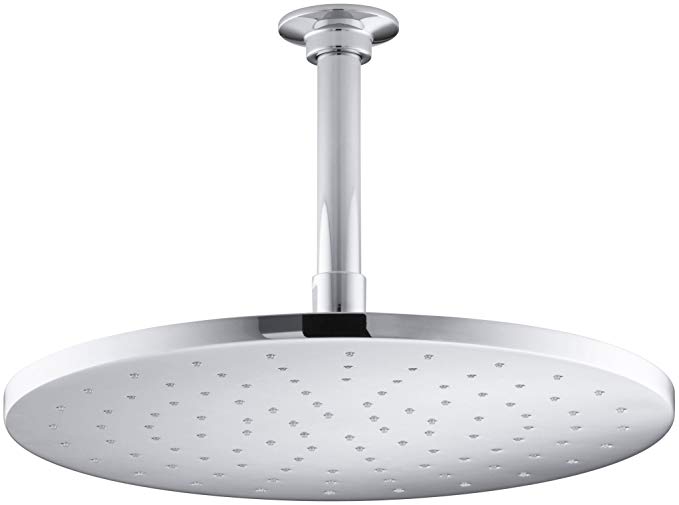 KOHLER 13690-CP Contemporary Round Rainhead with Katalyst Air-Induction Spray,2.5 GPM, 12-Inch, Polished Chrome