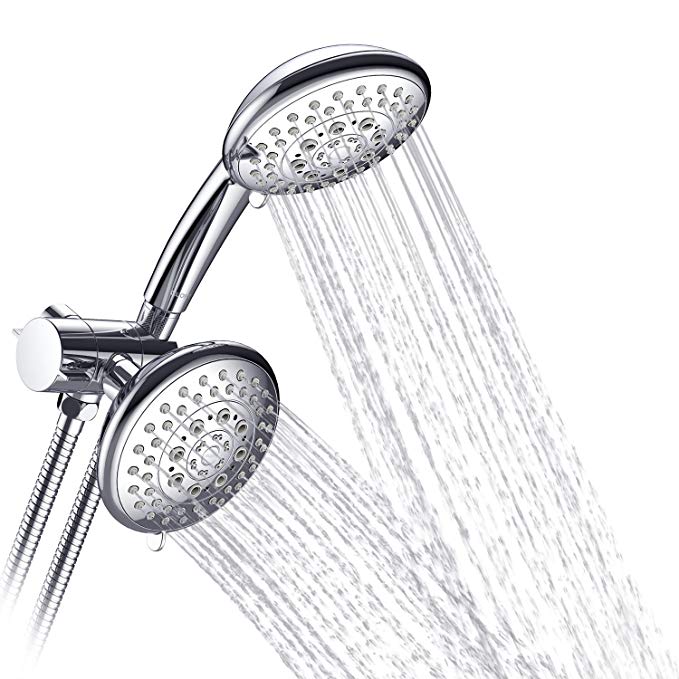 CLOFY Silverflex 5'' Contemporary 24-Setting Combo Shower Head, Handheld Shower with Hose and Holder