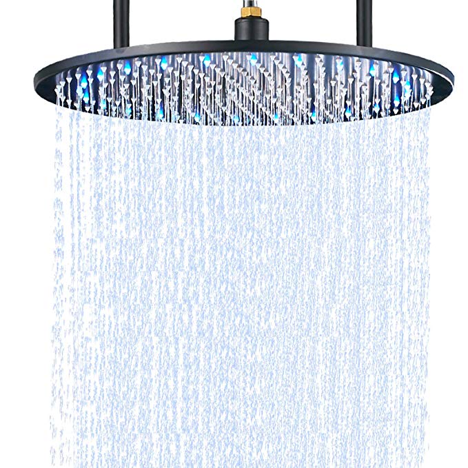 Senlesen Bathroom 20-inch Round LED Light Rainfall Top Shower Head Ceiling Mounted Oil Rubbed Bronze