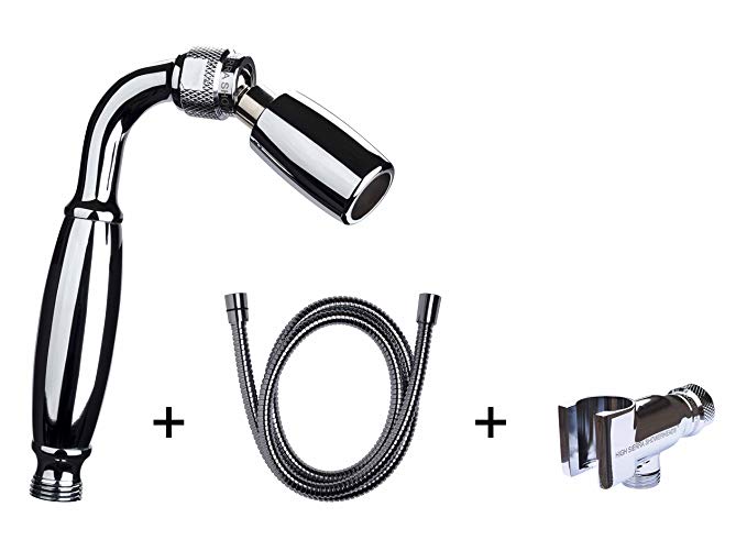 High Sierra's Solid Metal Handheld Shower Head Kit. Includes: All Metal Handheld Shower Head, Hose, and Holder - WaterSense Certified Low Flow 1.8 GPM- CHROME, Nickel, or Oil Rubbed Bronze