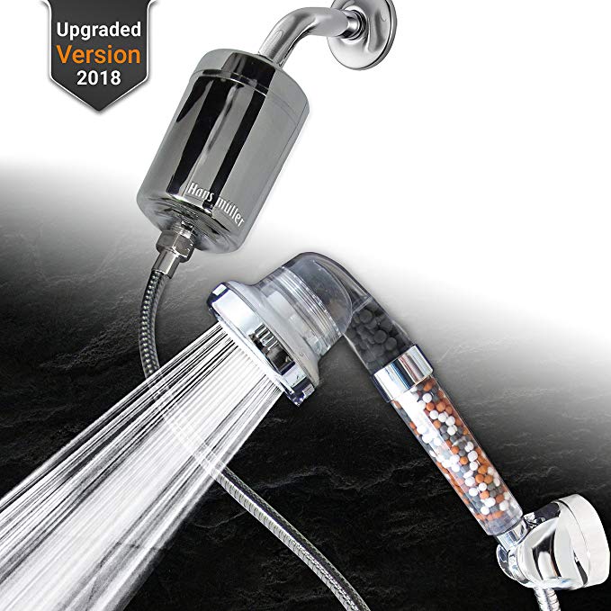 Dual Inline Filtered Handheld Shower Head Set, Promotes Skin Softening, Prevents pH Dryness & Hair Loss