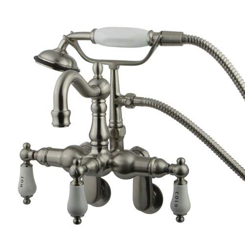 Kingston Brass CC1303T8 Heritage Vintage Leg Tub Filler with Hand Shower, Satin Nickel