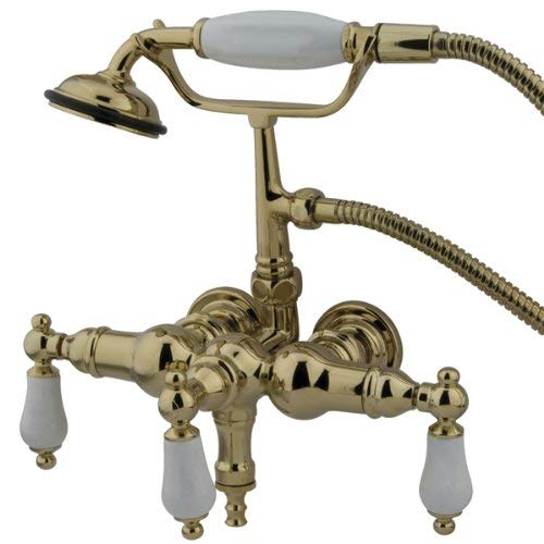 Kingston Brass CC23T2 Vintage Leg Tub Filler with Hand shower, Polished Brass