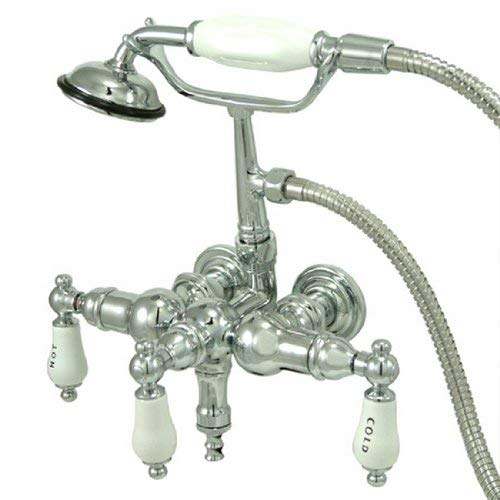 Kingston Brass CC22T1 Vintage Leg Tub Filler with Hand Shower, H&C Porcelain Lever Handle, Polished Chrome