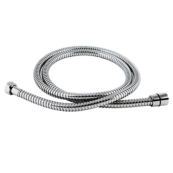 Bopai Bathroom Replacement Part Extra Long 59-Inch Double buckle Stretchable Flexible Stainless Steel Shower Hose Tube For Baby Handheld Shower Head With Brass Fitting Chrome Finish