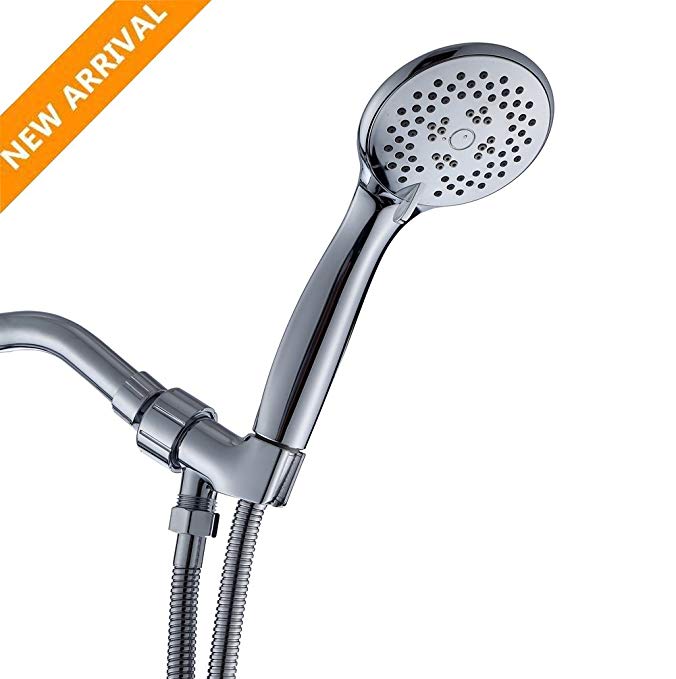 JQKX,Shower Head,High Pressure 3 Settings Handheld Shower Head with Hose, Bracket and Teflon Tape,Chrome