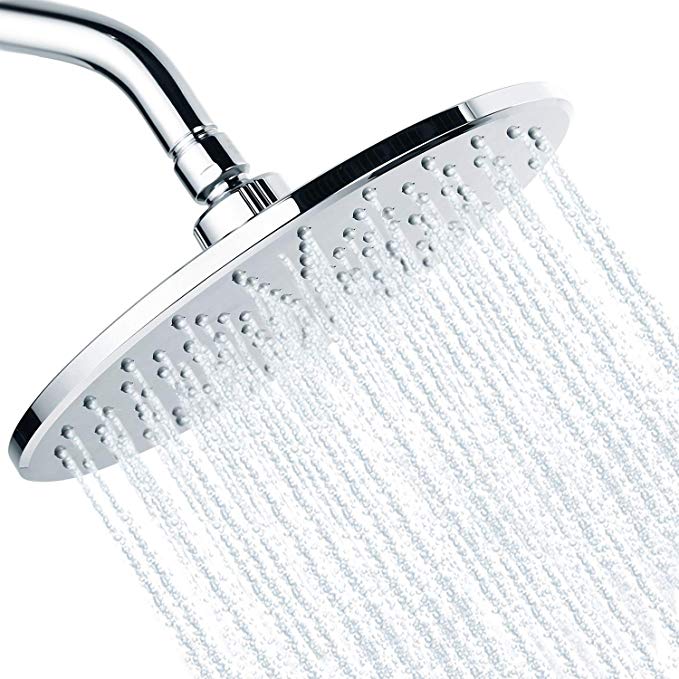 Shower Head - TECCPO 9 Inch Waterfall Shower Head with High Pressure Water Flow and ABS Polish Chrome Finish, Adjustable Metal Rotating Connector with Filter, Leak Proof and Anti-Clogging