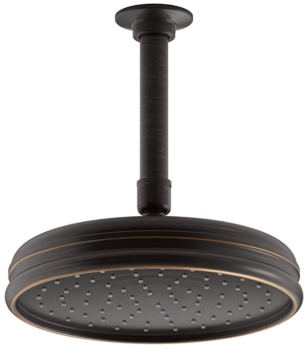 Kohler K-13692-2BZ 8-Inch Traditional Round Rain Showerhead with Katalyst Spray Technology, Oil Rubbed Bronze