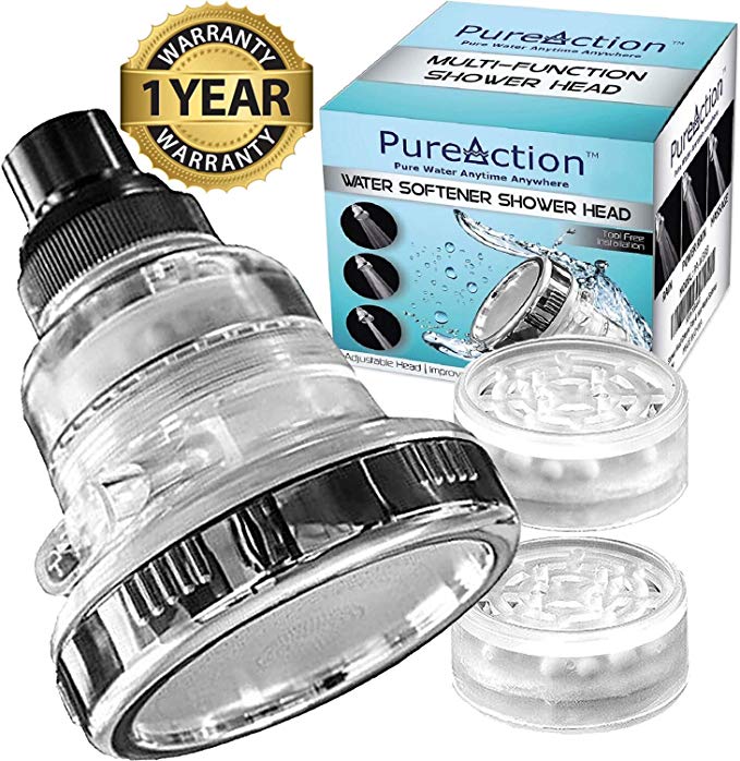 Water Softener Shower Head - Hard Water Filter - Chlorine & Flouride Filter - Filtered Shower Head - 2 Replaceable Filters - High Pressure Shower Head - The Best Shower Filter for Low Water Pressure