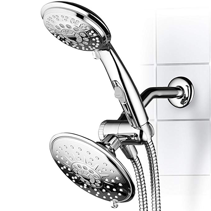 Hydroluxe 1842 30-Setting Ultra-Luxury 3-way 6 Inch Rainfall Shower Head|Handheld Shower Combo with Patented ON/OFF Pause Switch. Switch between shower heads or use both together! (Premium Chrome)