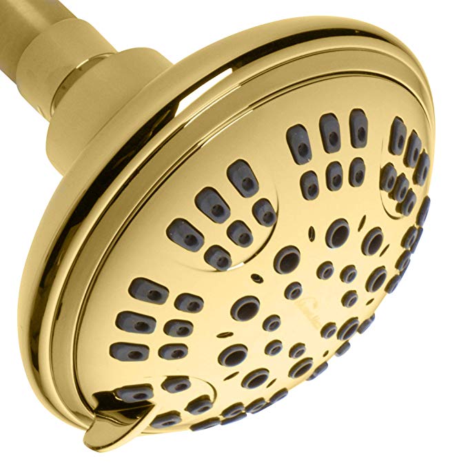 ShowerMaxx | Luxury Spa Series | 6 Spray Settings 4.5 inch Adjustable High Pressure Shower Head | MAXX-imize Your Shower with Easy-to-Remove Flow Restrictor Showerhead | Polished Brass/Gold Finish