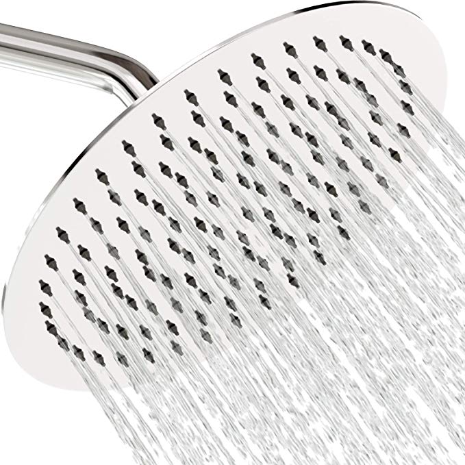 Rain Shower Head Stainless Steel – NEW 2019 High Pressure 10 In Rainfall Bathroom Powerful Spray Shower Heads – Best High Flow Fixed Luxury Chrome SPA Showerhead with Adjustable Metal Swivel Ball