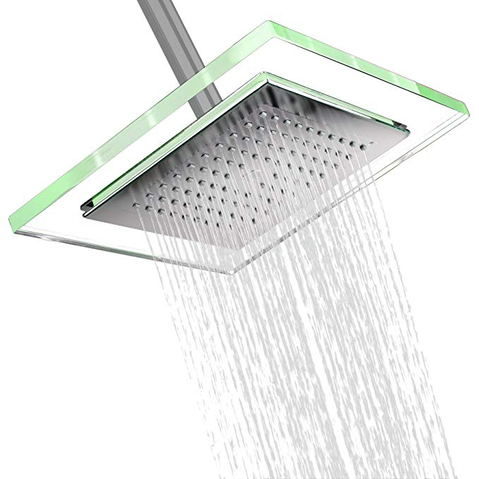 AKDY® Green Color Rainfall Style Bathroom Massage Overhead Angle Adjustable Rubber Nozzle Shower Head