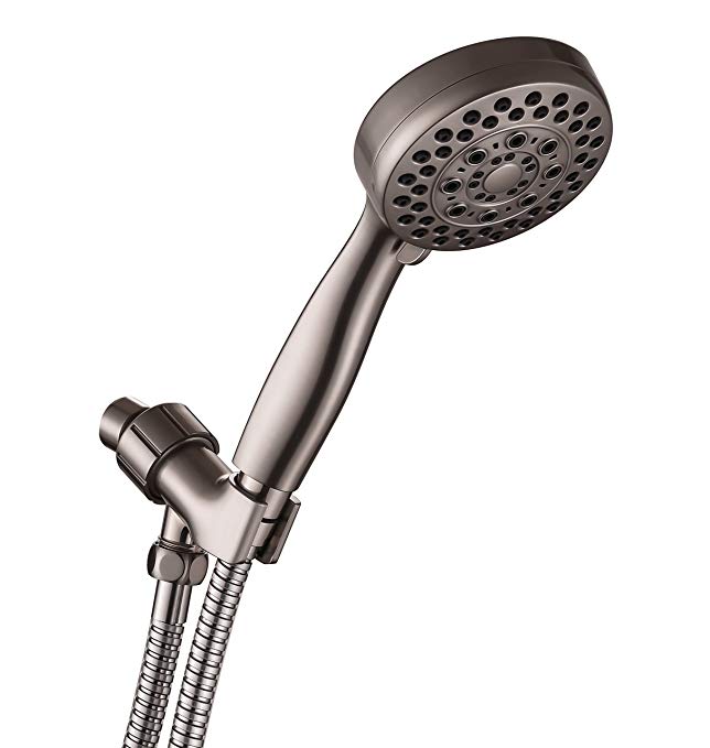 Brushed Nickel 5-Function Handheld Shower Head with Hose and Bracket