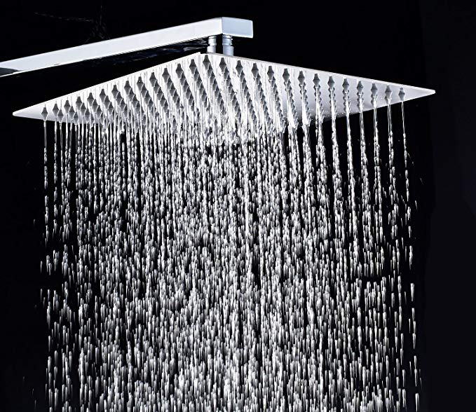 Xogolo Overhead 12inch Ultra-thin Shower Head with Rainfall & Square Style, Chrome Finished