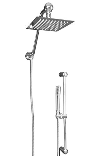 Atlantis 18 Square Chrome Rain Shower to Handheld Shower Head