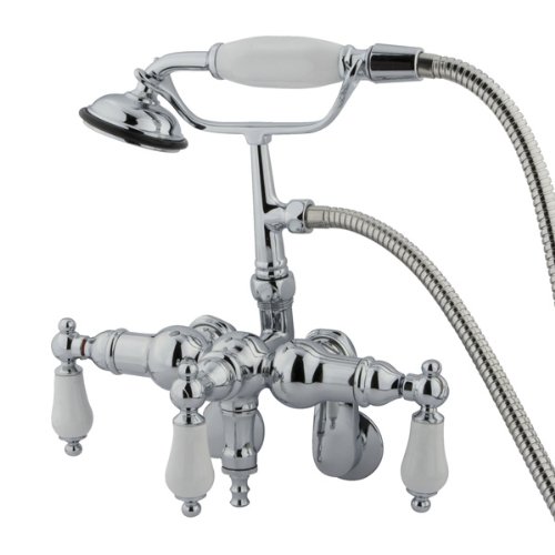 Kingston Brass CC422T1 Vintage Leg Tub Filler with Hand Shower, Porcelain Lever Handle, Polished Chrome