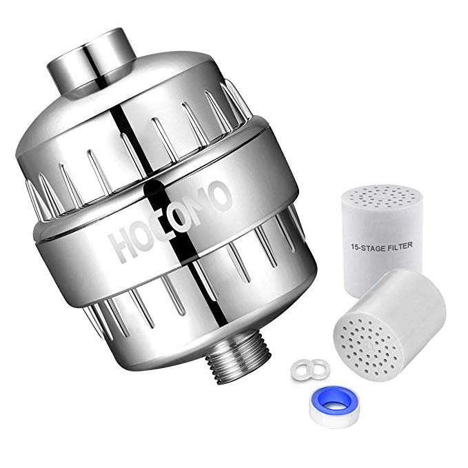 15-Stage Shower Filter with Replaceable Cartridge - Remove Chlorine, Heavy Metals, Softens Hard Water, Multi-stage Filtration, Tffectively Shield Impurities