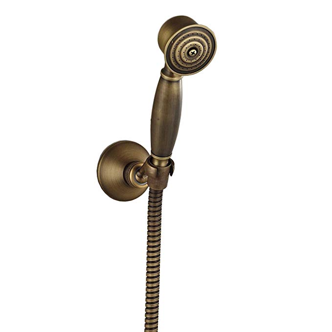 Rozin Antique Brass Handheld Showerhead + Shower Holder + Shower Hose