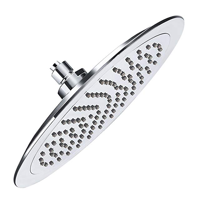 Shower Head, Blusmart Round Chrome Showerhead - Rain Shower Head, with Filter,White Waterproof Rubber Coil, and Anti-Clog Silicone Nozzle Prevent Leaking for the Comfortable Shower Experience