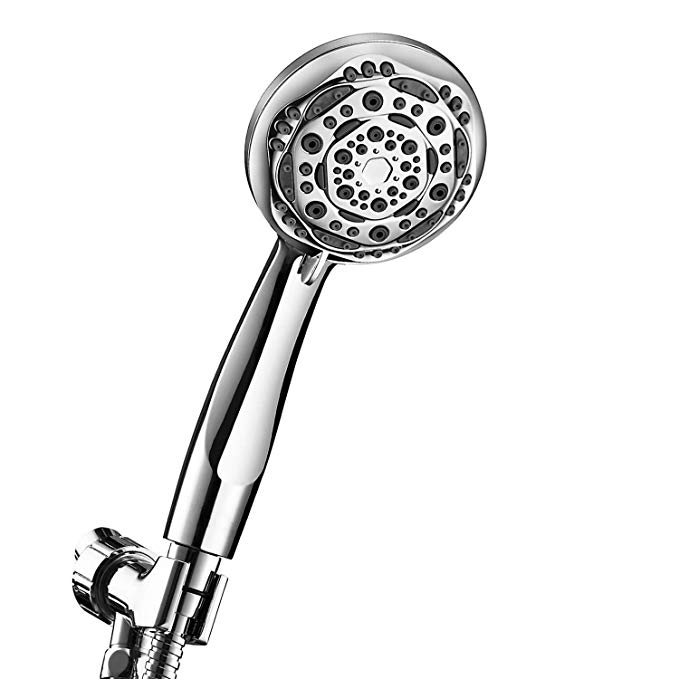 Samodra Shower Head - Handheld Shower Head with Hose, 7 Spray Settings, Adjustable Mount, 4 Inch (Chrome)