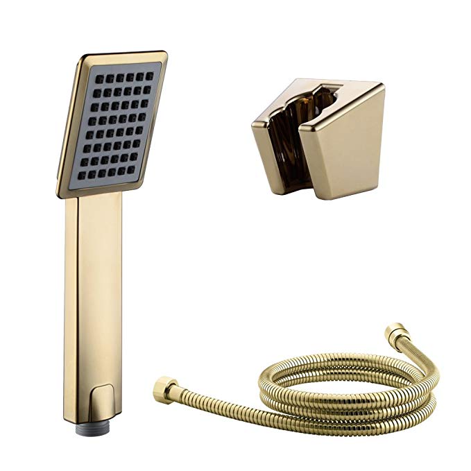 KES Bathroom Handheld Shower Head with 79-Inch Extra Long Hose and Bracket G 1/2 Wall Mount, Titanium Gold, LP126-4