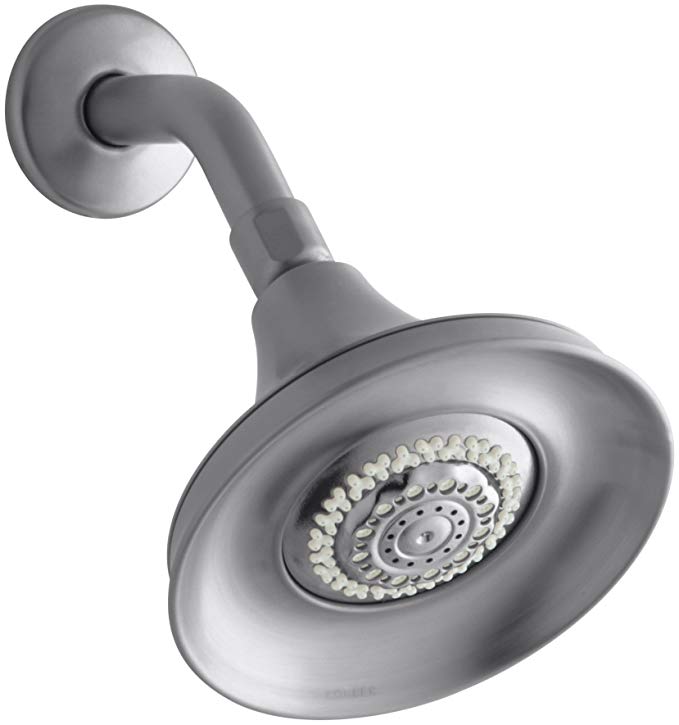 KOHLER K-10240-G Forte 1.75 Gpm Multifunction Wall-Mount Showerhead with Masterclean(Tm) Spray Nozzle, Brushed Chrome