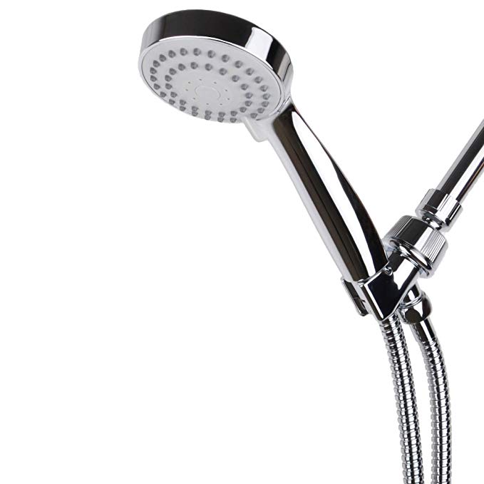 KASUNY High Pressure Handheld Shower Head Set Suit for Low Water Pressure Condition with 6.5 Feet/2meter Long Hose Shower Bracket Teflon Tape and Washers Chrome