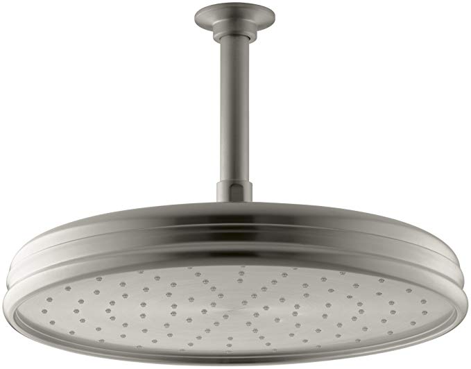 Kohler K-45202-BN 2.0 GPM Traditional Round 8-Inch Rainhead with Katalyst Air-Induction Spray, Vibrant Brushed Nickel