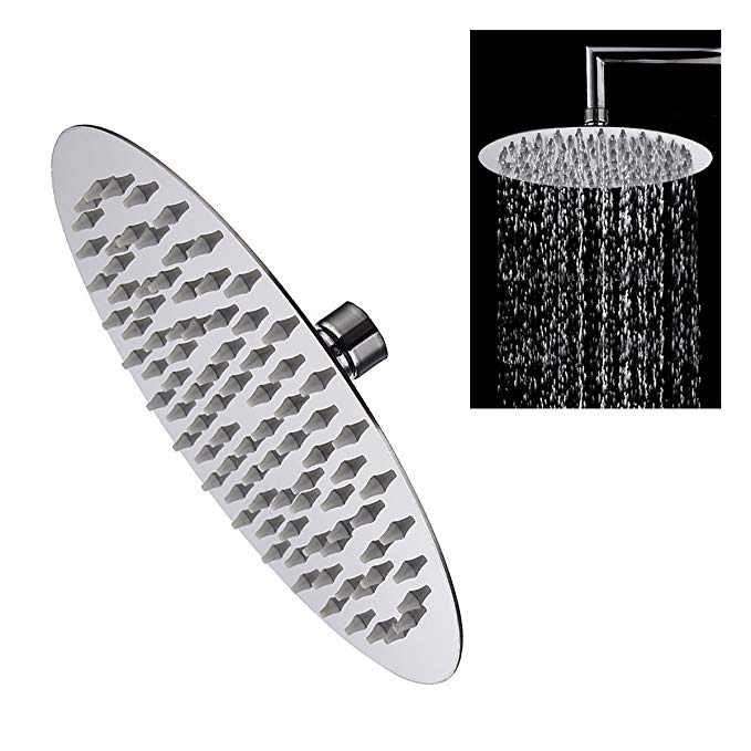 TAPCET 8 Inches Top Spray Rain Shower Head Fixed Shower Spray High Pressure OverHead Rainfall SPA Shower Head, New 304 Stainless Steel Ultra Thin Shower, Chrome-Plaed & Round