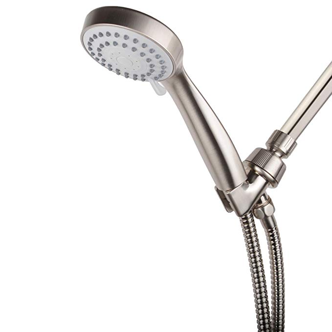 KASUNY High Pressure Handheld Shower Head Set Suit for Low Water Pressure Condition with 6.5 Feet Long Hose Shower Bracket and Teflon Tape-Brushed Nickel