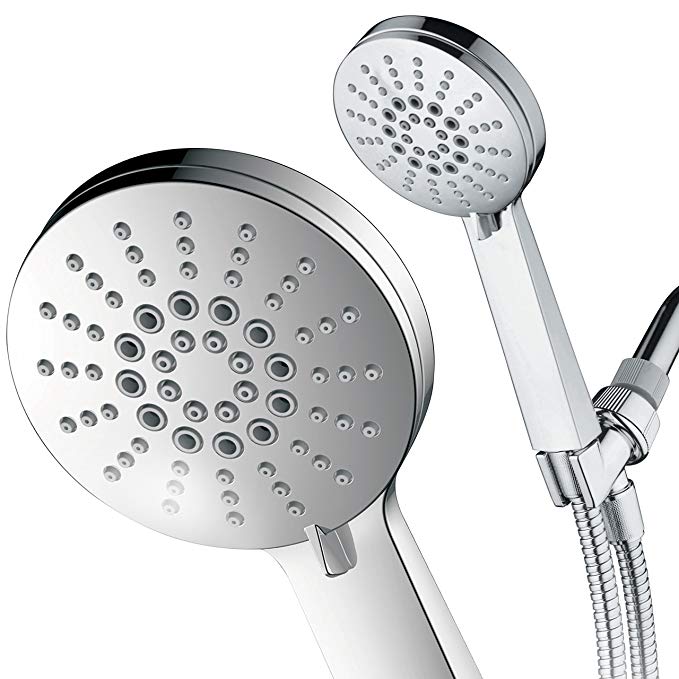 AirJet-300 High Pressure Luxury 6-setting Hand Shower with High-Velocity Flow Accelerator(TM) Hydro-Engine for More Power with Less Water! Extra-Long 6 foot Stainless Steel Hose/Full Chrome Finish